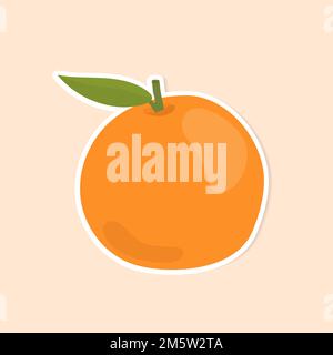 Vector Pastelltöne orangefarbene Fruchtaufkleber Cartoon Clipart Stock Vektor