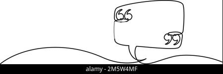Kontinuierliche einzeilige Zeichnung einer Sprechblase mit Anführungszeichen, Vektordarstellung für Strichgrafiken Stock Vektor