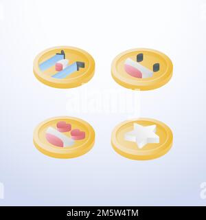 Verschiedene Emoticons-Sammlungsvektoren Stock Vektor