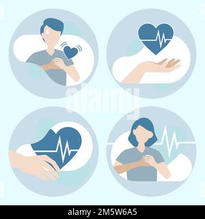 Herzinfarktsymptome setzen Vektor Stock Vektor