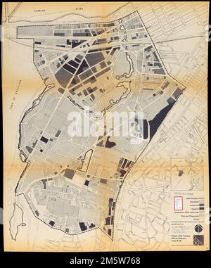 Parker Hill-Fenway Stadterneuerungsgebiet r-48 : bestehende Flächennutzung. Begleitet von einem Stadterneuerungsplan für Bostons Stadtviertel Parker Hill/Fenway. Bildausschnitt: [Ortskarte] Massachusetts, Suffolk, County, Boston, Fens Mission Hill Stockfoto