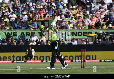 ALBURY NSW, AUSTRALIEN. 31. Dezember 2022. Big Bash League, Sydney Thunder gegen Hobart Hurricanes auf dem Lavington Sports Ground. Credit Karl Phillipson/Alamy Live News Stockfoto