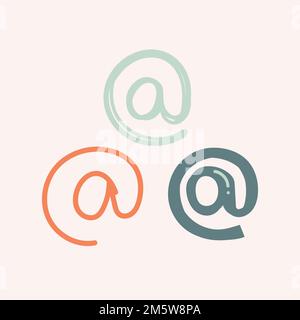 Pastellfarben auf Symbolvektor Doodle-Schriftarten handgezeichnete Sammlung Stock Vektor