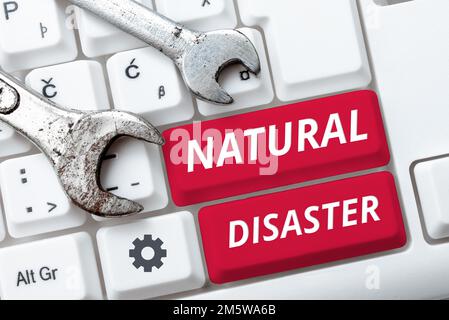 Textüberschrift Presentoring Natural Disaster. Geschäftsidee, die sich im Laufe der Natur und aus natürlichen Gründen abspielt Stockfoto