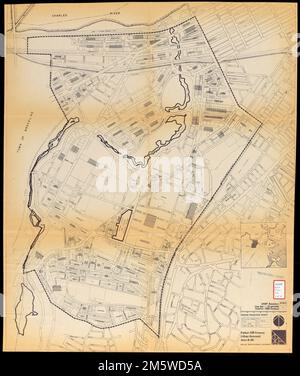 Parker Hill-Fenway Stadterneuerungsgebiet r-48 : vorhandene Bevölkerungsdichte. Begleitet von einem Stadterneuerungsplan für Bostons Stadtviertel Parker Hill/Fenway. Bildausschnitt: [Ortskarte] Massachusetts, Suffolk, County, Boston, Fens Mission Hill Stockfoto