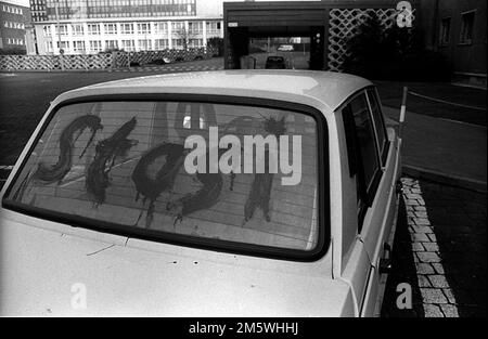 DDR, Berlin, 19. Februar 1990, Hauptquartier der Staatssicherheit der DDR in der Normannenstraße Stockfoto