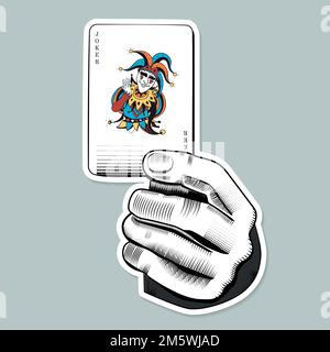 Abbildung: Handvektor mit Joker-Karte Stock Vektor