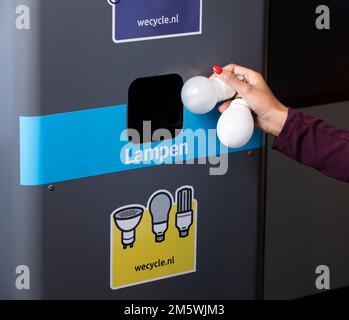 Sammlung von Energiesparlampen im Supermarkt. Holland. Vvbvanbree Fotografie Stockfoto