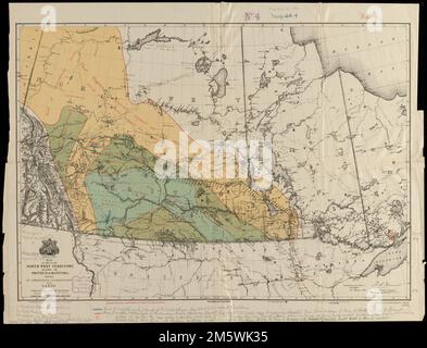 Karte eines Teils des Nordwestgebietes, einschließlich der Provinz Manitoba : Annäherung der Klassifizierung der Gebiete. Relief durch Hachures und Fleckhöhen , Kanada , Provinz Alberta , Provinz Stockfoto