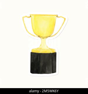 Von Hand gezeichneter gelber Trophäenaufkleber Stock Vektor