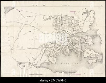 Stadt Salem. Ausrichtung mit Norden oben rechts. Seite Nr. 34 und 35 am oberen Rand. Teil des Massachusetts Atlas. Aus Walkers Atlas von Massachusetts Massachusetts, Essex, County, Salem Stockfoto