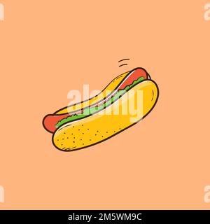 Von Hand gezeichneter Hot-Dog-Vektor Stock Vektor