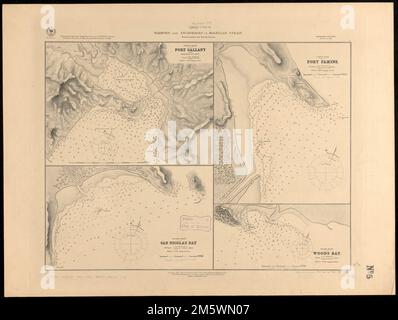 Häfen und Ankerplätze in der Magellanstraße : aus den jüngsten britischen Erhebungen. Relief durch Hachures und Punkthöhen dargestellt. Tiefe durch Sondierungen und Isolinien , Chile , Magallanes y de la Antártica Chilena , Region , Gallant, Caleta , Hafen Chile , Magallanes y de la Antártica Chilena , Region , Fortescue, Bahía , Bay Chile , Magallanes y de la Antártica Chilena , Region , San Nicolás, Bahía , Bay Chile , Magallanes y de la Antártica Chilena , Region , Hambre, Puerto del , Hafen Chile , Magallanes y de la Antártica Chilena , Region , Wald, Bahía , Bucht Stockfoto