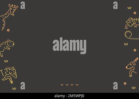 Tiermuster auf einem braunen Kartenvorlagenvektor Stock Vektor