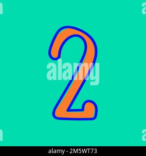 Vektor Nummer 2, Doodle-Typografie Stock Vektor
