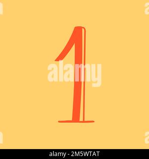 Nummer 1 Vektor-Doodle-Typografie Stock Vektor