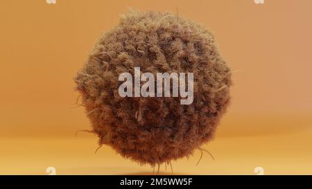 Pelzpompon, Haarball, flauschiger Ball, bunte Pelzkugel, isolierter Pelzball, 3D-Rendern Stockfoto