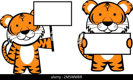 Süße Chibi-Tiger-Cartoon-Ausdrücke sorgen für Illustration im Vektorformat Stock Vektor