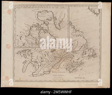 Die britischen Besitztümer in Nordamerika von den besten Behörden. Freischnitt abgebildet. Beste Meridiane: Philadelphia und London. Einsatz: [Hudson's Bay und Baffin's Bay Region]. Gravur für Careys amerikanische Ausgabe von Guthrie's Geography Improved. Am oberen rechten Rand: 23. Karte 23 in Careys Generalatlas. Philadelphia: Mathew Carey, 1800 , Kanada Stockfoto