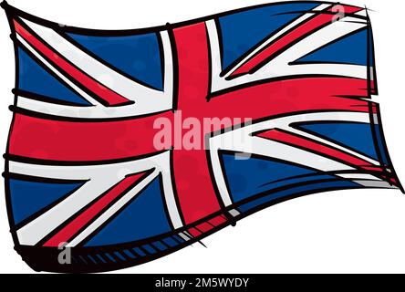 Gemalte britische Flagge, die im Wind weht Stock Vektor