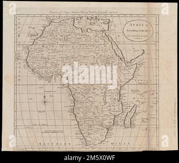 Afrika laut den besten Behörden. Freischnitt abgebildet. Gravur für Careys amerikanische Ausgabe von Guthrie's Geography Improved. Am oberen linken Rand: 22. Karte 22 in Careys Generalatlas. Philadelphia: Mathew Carey, 1800 , Afrika Stockfoto