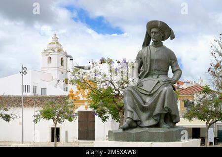 Infante Dom Henrique Statue, Infante Dom Henrique Platz, Lagos, Algarve, Portugal Stockfoto
