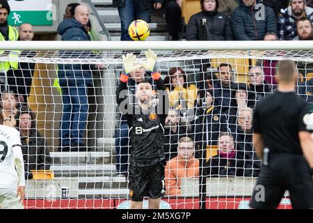 Wolverhampton, Großbritannien. 31. Dezember 2022 Wolverhampton, Großbritannien. 31. Dezember 2022. David de Gea, Torwart von Manchester United, während des Premier League-Spiels zwischen Wolverhampton Wanderers und Manchester United in Molineux, Wolverhampton, am Samstag, den 31. Dezember 2022. (Kredit: Gustavo Pantano | MI News ) Kredit: MI News & Sport /Alamy Live News Stockfoto