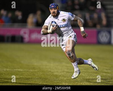 Barnet, Vereinigtes Königreich. 31. Dezember 2022. Premiership Rugby. Saracens V Exeter Chiefs. Stone-X-Stadion. Barnet. Jack Nowell (Exeter) beim Rugby-Spiel der Saracens V Exeter Chiefs Gallagher Premiership. Kredit: Sport In Pictures/Alamy Live News Stockfoto