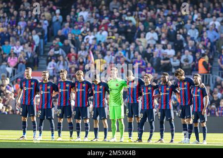 Camp Nou, Barcelona, Spanien. 31. Dezember 2022. La Liga Santander, Barcelona gegen Espanyol; Spieler von Barcelona Guthaben: Action Plus Sports/Alamy Live News Stockfoto