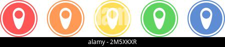 GPS-Symbolgruppe. Positionssymbol in verschiedenen Farben. Stock Vektor