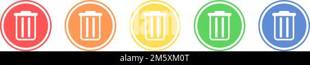 Trash can icon set. Delete icon in various colors. Stock Vektor