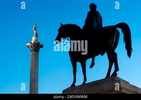 UK, London, Trafalgar Square, George IV. Statue Stockfoto