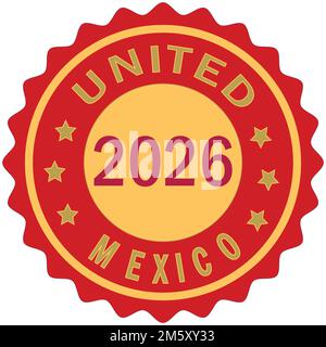 United 2026 Fußball-Meisterschaft Mexiko farbenfrohes Farbmuster Pinseldesign Vektor Illustration Mexiko Flagge Rot Farben Hintergrund Stempel FIFA Weltmeisterschaft Mexic Stock Vektor
