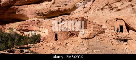 Splitebene - Ruin. Rucksacktouren in Grand Gulch und Anasazi-Wohnungen und Felskunst. In Der Nähe Von Blanding, Utah, Usa. Stockfoto