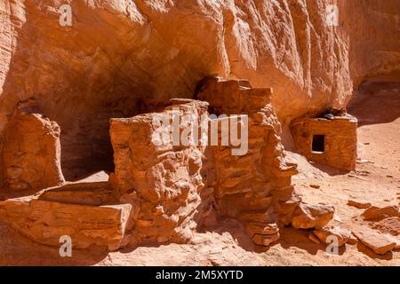 Splitebene - Ruin. Rucksacktouren in Grand Gulch und Anasazi-Wohnungen und Felskunst. In Der Nähe Von Blanding, Utah, Usa. Stockfoto