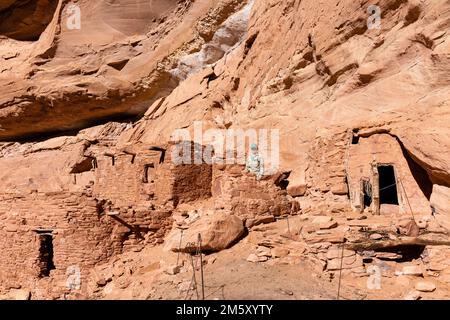 Splitebene - Ruin. Rucksacktouren in Grand Gulch und Anasazi-Wohnungen und Felskunst. In Der Nähe Von Blanding, Utah, Usa. Stockfoto