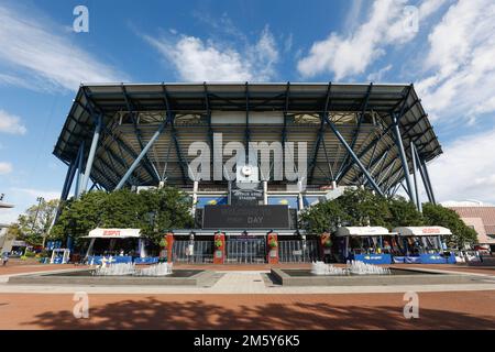 Blick auf das Arthur Ashe Stadium, US Open Championships 2022, New York, USA. Stockfoto