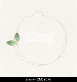 Botanischer Kreisrahmen Clipart, goldener und grüner ästhetischer Designvektor Stock Vektor