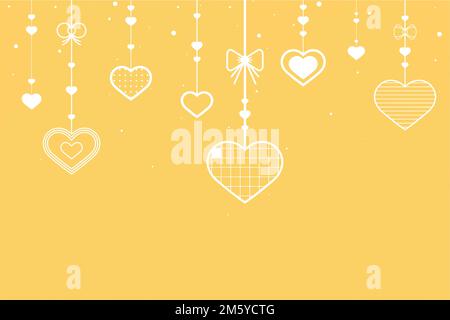 Hängende Herzen, gelber Hintergrundvektor Stock Vektor