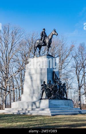 Ein Winternachmittag auf der Confederate Avenue, Gettysburg National Military Park, Pennsylvania USA, Gettysburg, Pennsylvania Stockfoto