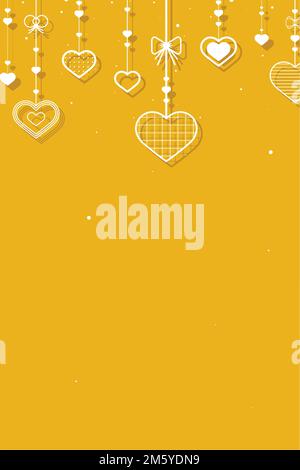 Vektor hängende Herzen gelber Hintergrund Stock Vektor
