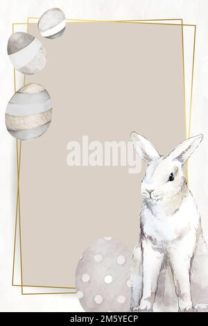 Goldener Osterrahmen mit Häschen- und Eiervektor Stock Vektor