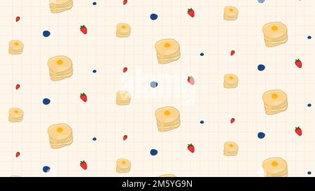 Vector nahtloser Pfannkuchen Erdbeere Blaubeermuster Hintergrund Stock Vektor