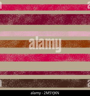 Handgezeichnetes Nahtloses Muster mit minimalistischen Linien und Streifenmuster. Abstraktes geometrisches Design. Beigefarbener, brauner, rosa Aufdruck, trendige, kräftige, warme Farben, kreativer Strichcode Stockfoto