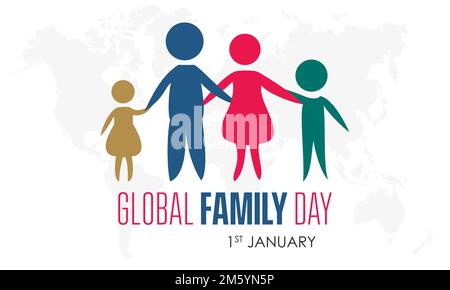 Design-Konzept der Vektordarstellung des Global Family Day am 1. Januar Stock Vektor