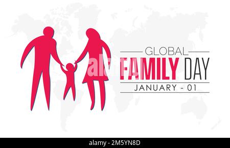 Design-Konzept der Vektordarstellung des Global Family Day am 1. Januar Stock Vektor