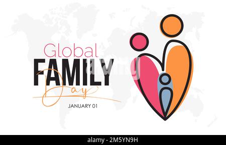 Design-Konzept der Vektordarstellung des Global Family Day am 1. Januar Stock Vektor