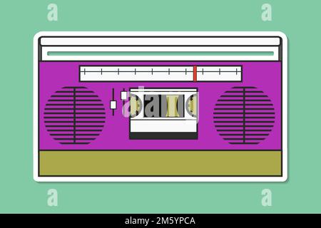 Vektoraufkleber für Radio mit Pop-Art-Farbmotiv Stock Vektor