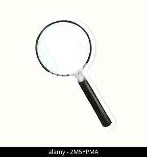 Handgezeichneter Aufkleber aus schwarzem Vergrößerungsglas Stock Vektor