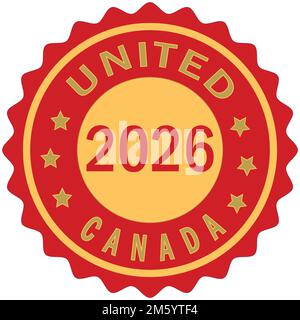 United 2026 Fußball-Meisterschaft Kanada farbenfrohes, abgestuftes Pinseldesign Vektor-Illustration Kanadas Flagge Rot Farben Hintergrund Stempel FIFA World Cup Canad Stock Vektor